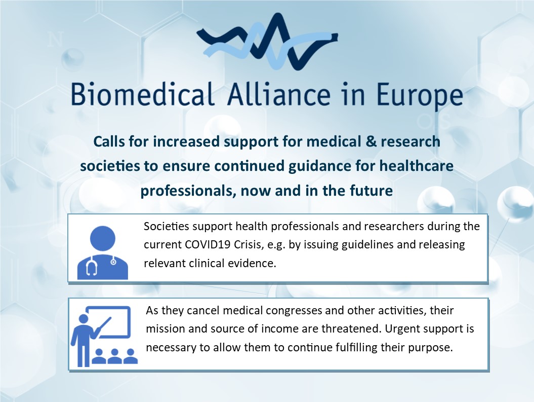 BioMed Alliance calls for support for Medical Societies during COVID-19 pandemic